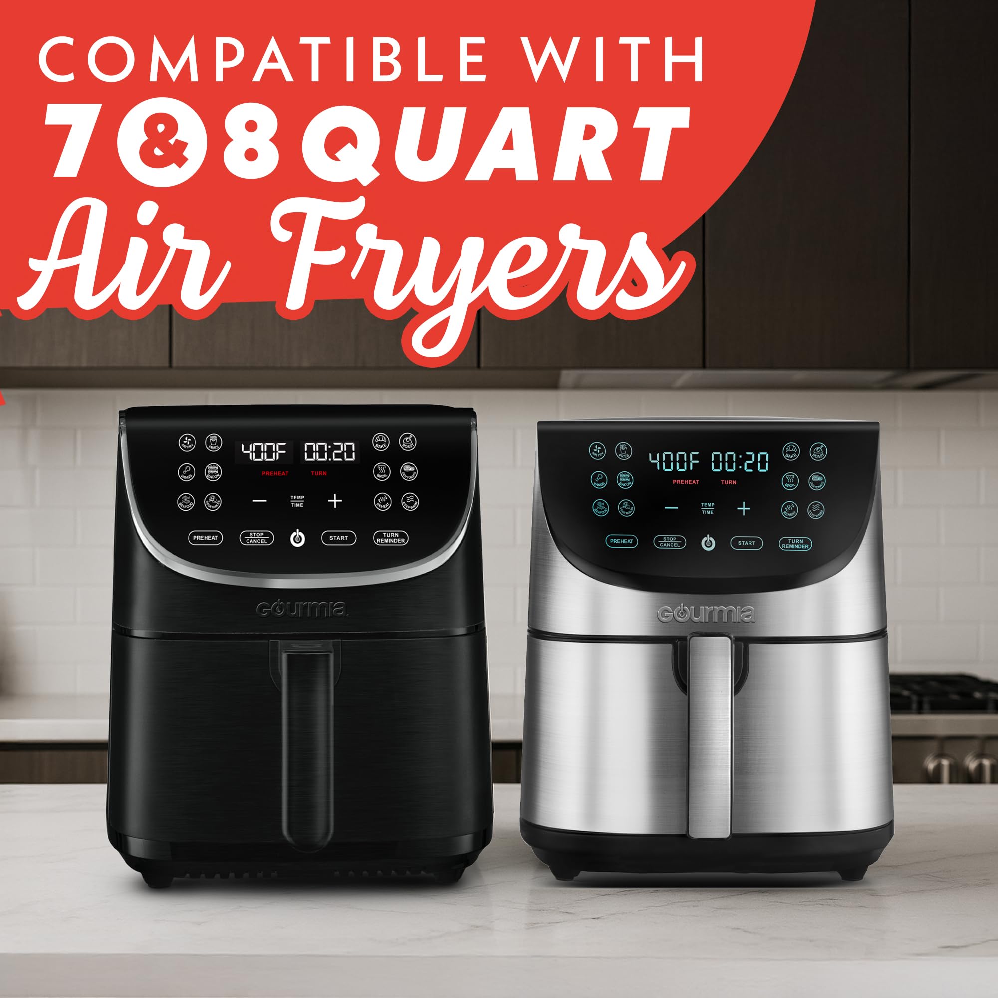 Gourmia Air Fryer Accessories Set - 3 Piece Silicone, Liner, Egg Bite Cooker, 7-Hole Cupcake Mold, BPA-Free, Nonstick, Heat Resistant 445°F, Dishwasher Safe, Food Grade - Image 4