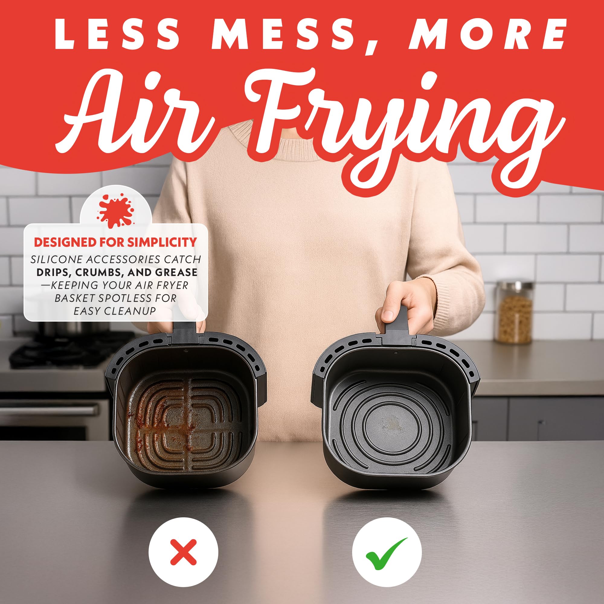 Gourmia Air Fryer Accessories Set - 3 Piece Silicone, Liner, Egg Bite Cooker, 7-Hole Cupcake Mold, BPA-Free, Nonstick, Heat Resistant 445°F, Dishwasher Safe, Food Grade - Image 5