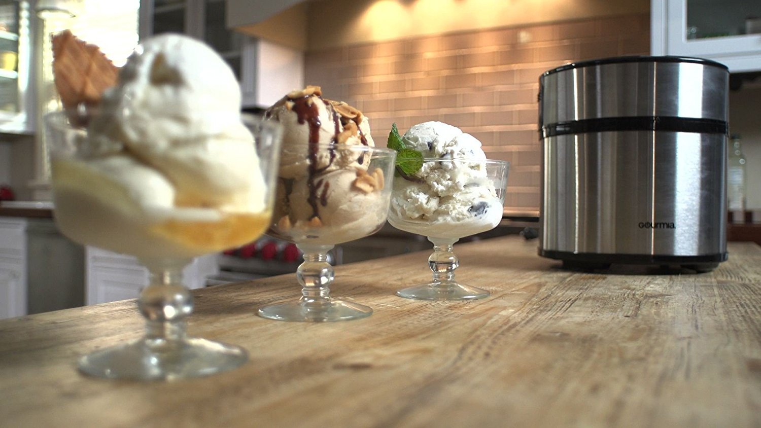 Gourmia Automatic Ice Cream, Frozen Yogurt & Sorbet Maker with Digital Timer, 3 Pints, Bonus Cookbook, Silver - Image 6