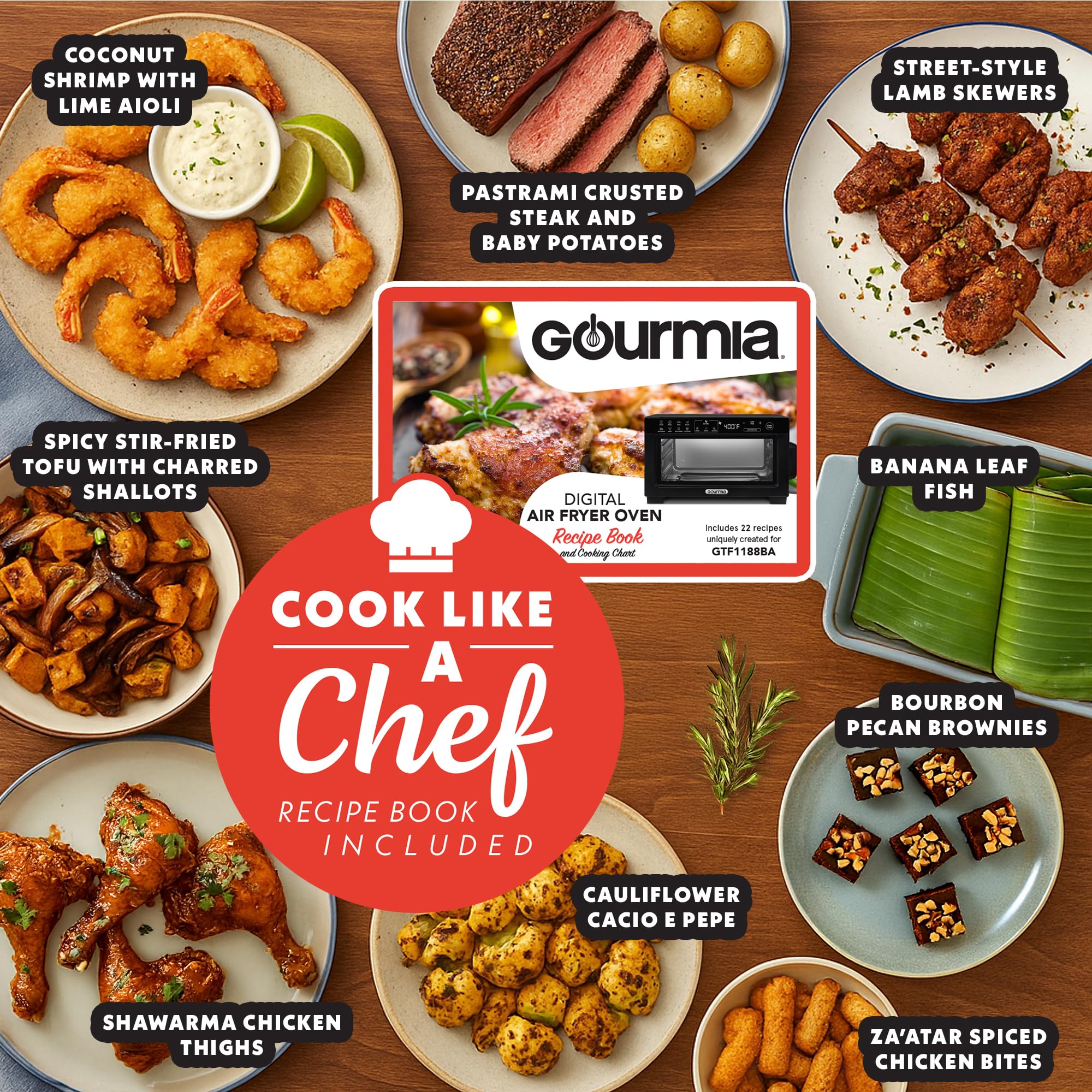 Gourmia Toaster Oven Digital Air Fryer - Convection Mode with 4 Slice Capacity, 3 Rack Positions, 12 Presets, Toast, Bagel, Bake, Roast, Broil, Dehydrate, Popcorn, Fits 9" Pizza, Black - Image 9